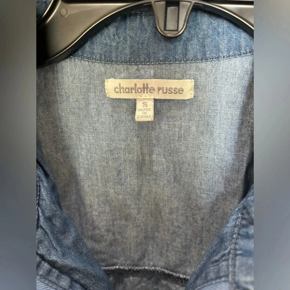 Charlotte Russe Denim Romper Shorts Size Small - Picture 2 of 11